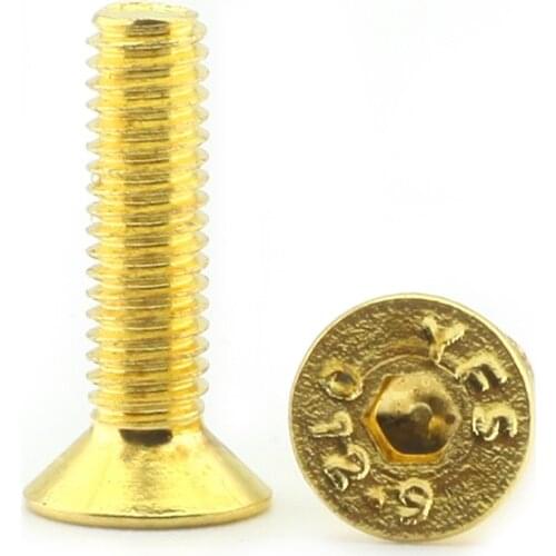 10pcs DIN7991 Alloy steel Titanium plated Gold Hex Flat Head Screw M2 M2.5 M3 M4 titanium plating gloden Countersunk head Screw