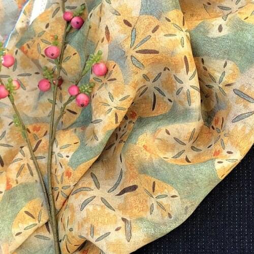 High quality new natural ramie fabrics Unique floral print sewing Skirt dress shirt bag tissu