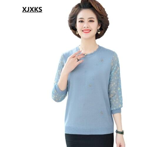 XJXKS 2021 spring autumn new loose plus size women thin sweater comfortable wool knitted sweater women pullover