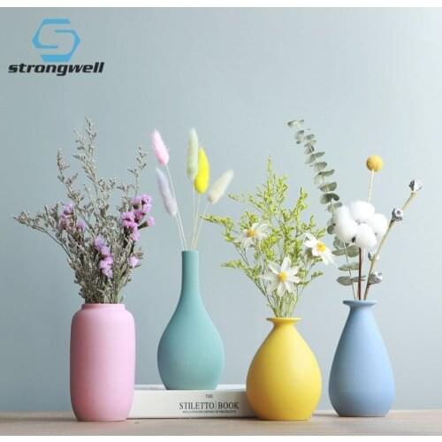 Strongwell Decoration Morandi Colorful Ceramic Vase Living Room TV Cabinet Nordic Dry Flower Arrangement Home Decor Furnishings