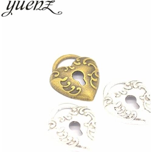 YuenZ 15pcs 2 colour Antique Silver color heart Charm fit for Bracelets Necklace DIY Metal Jewelry Making 20*17mm A12