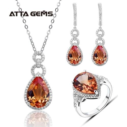 Zultanite Sterling Silver Меняющий цвет камень Jewelry Set Pear Cut Created Zultanite Color Change Diaspore Mothers Days Gifts