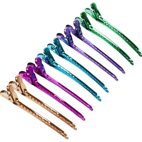 12Pcs Purple Hair Clips Hair Styling Section Clip Steel Flat Metal Single Prong Alligator Hair Clip Barrette for Bows Hairpin