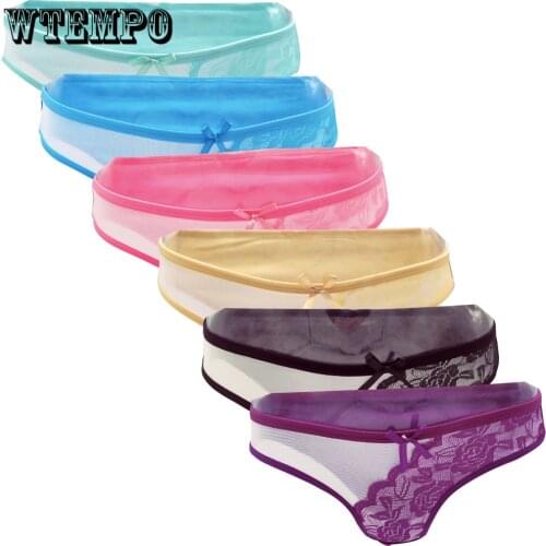 6 PCS/Set Lace Panties Women Sexy G-String Briefs Invisible Seamless Cotton Underpants Ladies Bikini Lingerie Panties