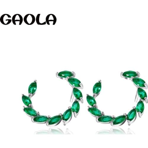 Gola Fashion Jewelry Earring Moon Shape Multicolor Earrings Cubic Zircon Stud Earring for Women Gift GLE0292