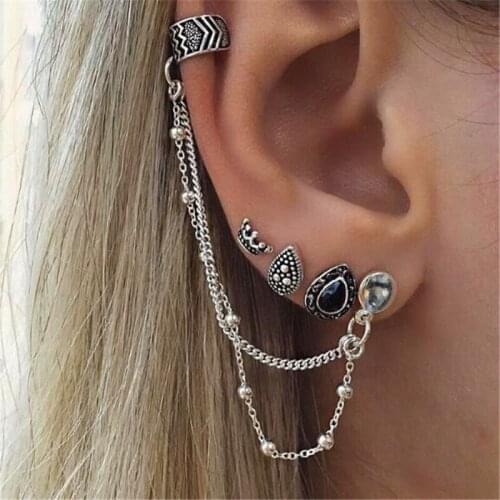 Woman Cosplay Steampunk Ear Stud Hip Hop Earrings Bohemian Fancy Dress Music Festival Cosplay Costumes Accessories Set