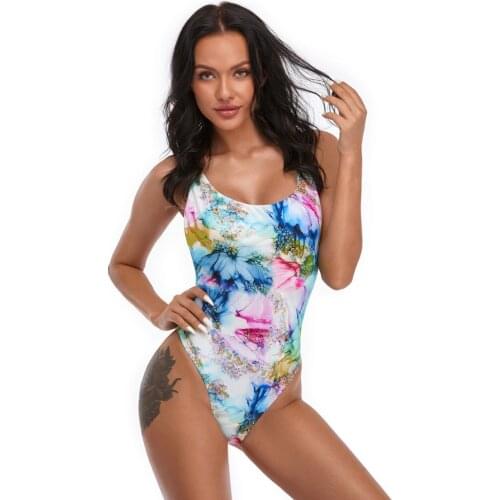 Womens One Piece Floral Print Bikini Set Swimsuit Swimwear 2021 New Bathing Suits Swimming String Thong Sexy