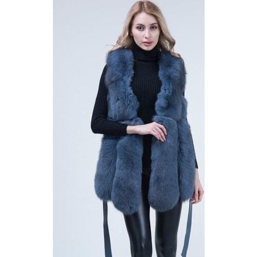 Vest coat real fox fur vest coat women sleeveless fur coat autumn and winter fashion belt vest
