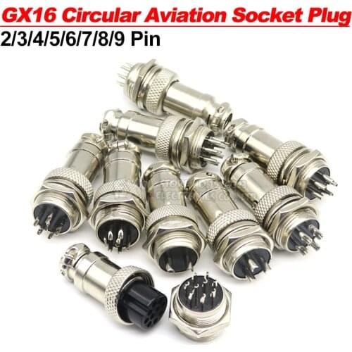 1Set GX16 2/3/4/5/6/7/8/9 Pin Male & Female 16mm ibuw Metal Circular Aviation Connector Socket Plug 2PIN 3PIN 4PIN 5PIN 6PIN