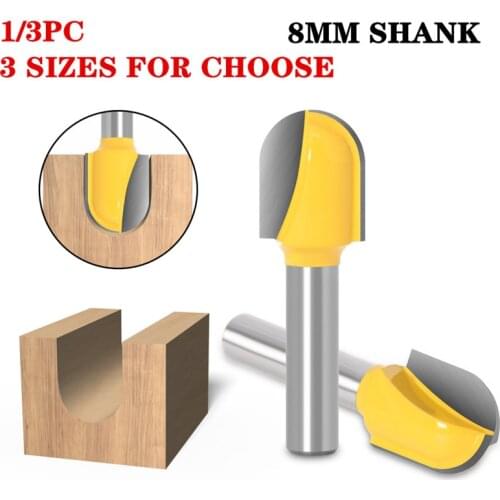 1pc 8mm Shank Ball Nose Core Box Wood Router Bit Carbide Long Blade Woodworking Router Bits 6mm/6.35mm Shank Milling Cutters