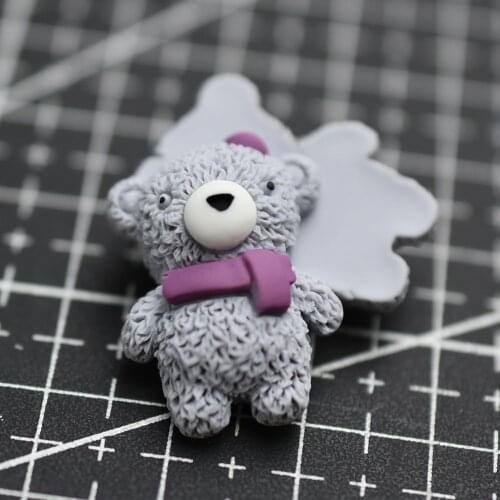 1pcs/lot resin flat back Simulation animal bear 24mm Cabochons Scrapbooking Hair Bow Center DIY Christmas decration
