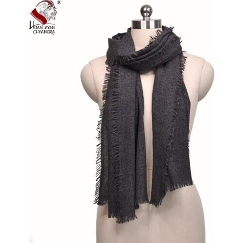 100% cashmere Charcoal scarf Four Side Fringe Fashinable and Warm soft Made in Nepal Export to Japan SGS test Passed