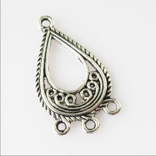 20 New Teardrop Connectors Tibetan Silver Tone Charms Pendants 15x27mm