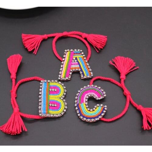 2018 new Customed Letter Boho Bib Bohemia Boho Handmade Braided Bracelets Vintage Cotton Rope Ethnic Charm Bracelets 799
