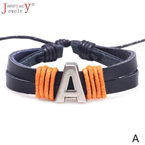 2019 Fashion Men 26 Letters Lace-up Leather Bracelet women Pulseira Simple Adjustable Size Multi-Layer Bracelet Ladies Pulseras