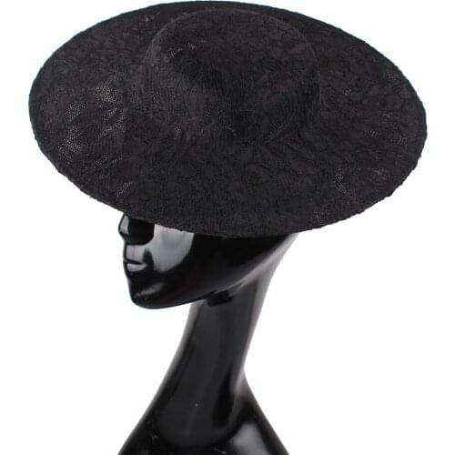 30CM 3Color Round Imitation Sinamay With Lace Fascinator Base Party Hats Bridal Headwear Decorative Women Eed Cocktail Millinery