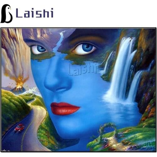 5d diamond painting Optical illusion Woman face river cross stitch kits diamond embroidery picture landscape wall sticker mosaic