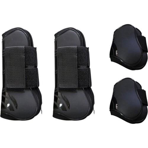 4 PCS Front Hind Leg Boots Adjustable Horse Leg Boots Equine Front Hind Leg Guard Equestrian Tendon Protection Horse Hock Brace