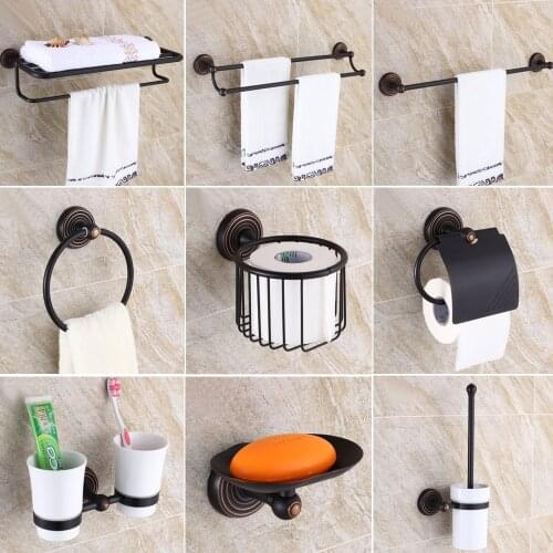 Oil Rubbed Bronze Bathroom Accessories Set Towel Shelf Towel Holder Toilet Paper Holder Wall Mounted Bath Hardware Sets