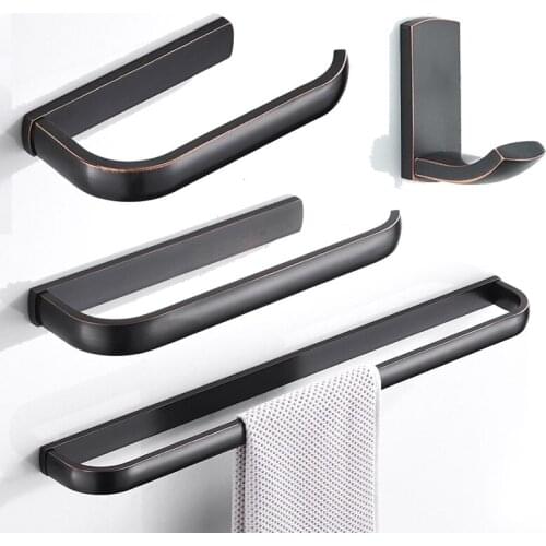 Black Bathroom Accessories Hardware Sets Brushed Creative Antique Brass Toilet Paper Holder Metal Towel Bar Key Coat Robe Holder