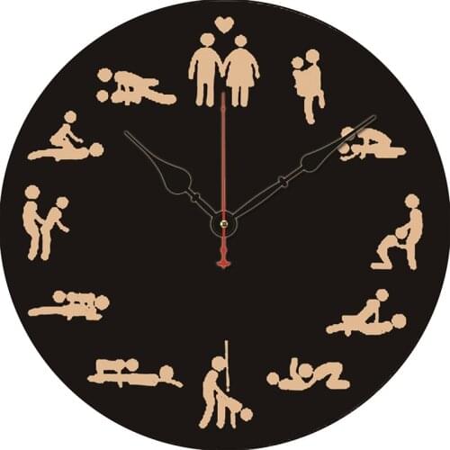 Couple Lovers Creative Fun Art Work Design Wood Mute Room Decor Wall Clock