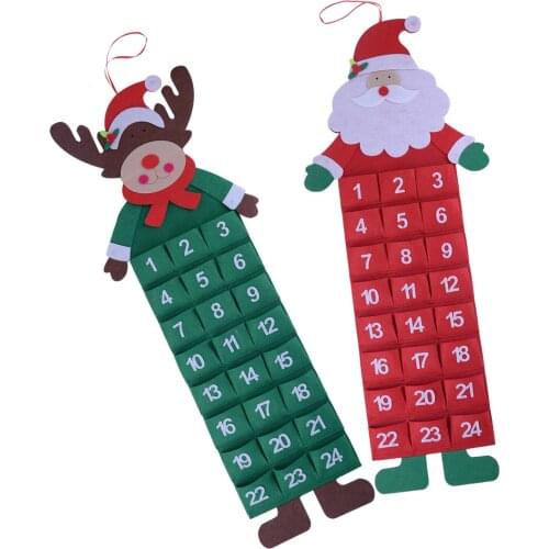 Felt Christmas Advent Calendar & Pockets Xmas Countdown Kids Gift Wall Hanging Decoration