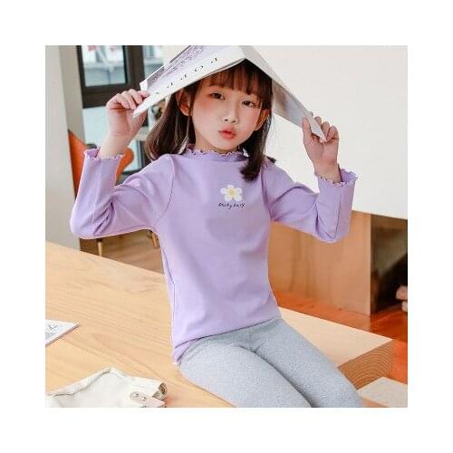 Spring new childrens T-shirt version of the fungus flower print child baby shirt 95% cotton comfortable girl T-shirt shirt