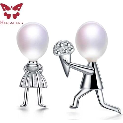 HENGSHENG 2021 freshwater-cultured pearl earrings for girlfriend, Married fine stud earrings, 925 Silver Figure pearl jewelry