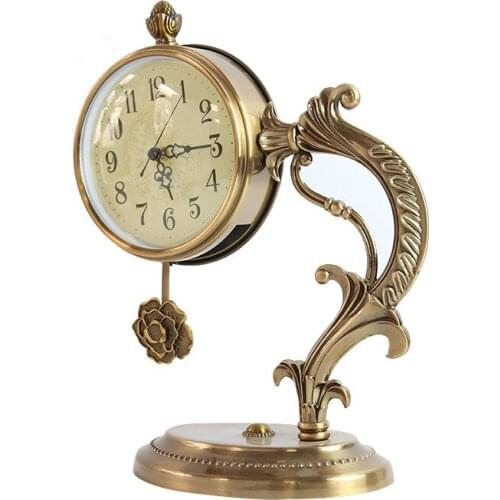 [HHT] EUROPEAN LIGHT LUXURY CLOCK ORNAMENTS RETRO HOME DECORATIONS BEDSIDE TABLE CLOCK DESK STUDY OFFICE SOFT DECORATION