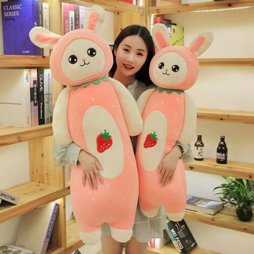 Simulation Plant Fruit Rabbit Long Pillow Pineapple Plush Toy Strawberry Watermelon Soft Gift for Girl Food Pillow Fruits Toys
