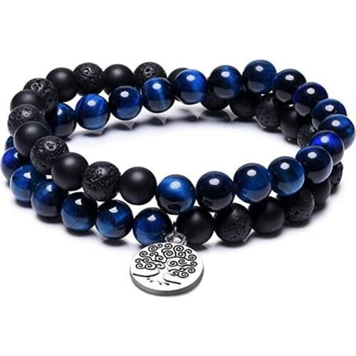 Classic Tree of Life Bracelet Set For Women Multilayer Natural Stone Charms Beads Bracelets & Bangles Jewelry Gifts
