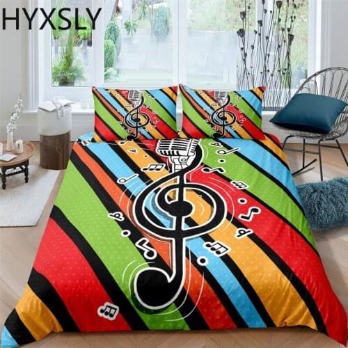 3D Digital Duvet Cover Rainbow Music Notes Printed Bedding Set Colorful Comforter Quilt Kids Adult Bedclothes US/EU/AU/UK Size