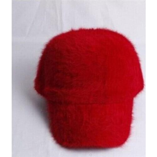 Fur Caps Hats Woman Elegant Female Hats Winter Baseball Cap Fall Autumn Knitted Hat Rabbit Fur Casual Women Girls Hats 018