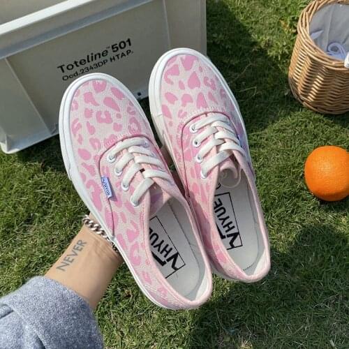 Fashion Trend Leopard Canvas Shoes Spring And Summer New All-Match Low-Cut Lace Casual Ladies Single Shoes