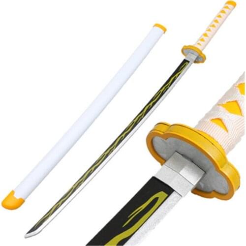 Cosplay Kimetsu no Yaiba Sword Weapon Demon Slayer Agatsuma Zenitsu Tomioka Yoshio Sword 1:1 Anime Ninja Knife Wood Prop 104cm