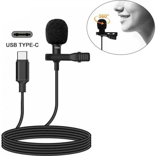 Portable Mini Type C Microphone Mic Collar Clip Lavalier Condenser Microphone Suit Kit for Android Phone Live Audio Recording
