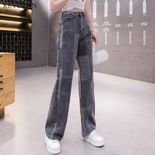 Plus size spring summer casual loose jean patchwork Patch jeans woman high waist 2021 denim trousers pants streetwear clothes