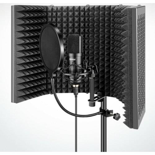 Adjustable 5 Panel Microphone Isolation Shield Foldable Studio Recording Mic Filter Vocal Booth for Recording Broadcast