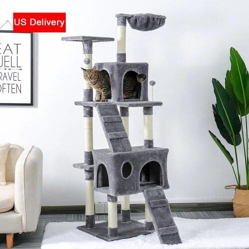 Luxury Furniture 68" Pet Cat Tree Tower Climbing Shelf Cat Apartment Game Habitat Cat Tower Condo Toy