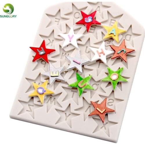3d Five-pointed Star Letters Silicone Mold Fondant Cake Decoration Alphabet Cake Mold Sugarpaste Candy Chocolate Gumpaste Mould