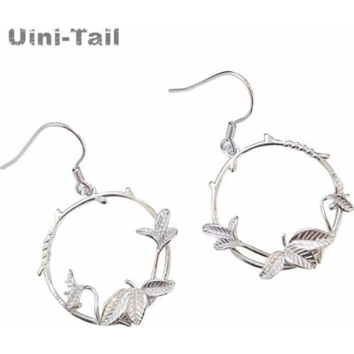 Uini-Tail hot new 925 sterling silver fashion flower vine earrings temperament small fresh sweet high quality jewelry GN622
