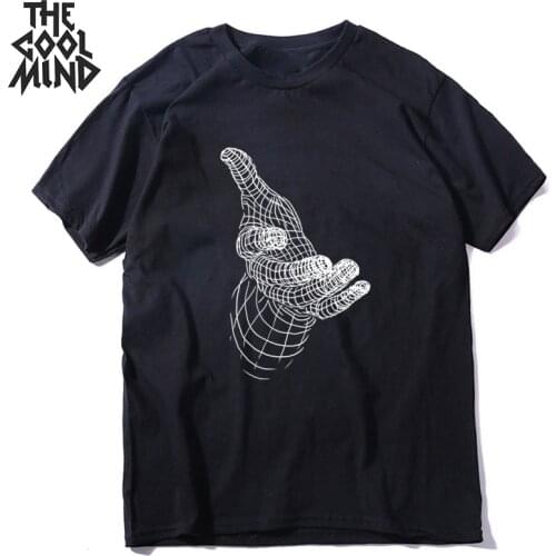 COOLMIND 100% cotton streetwear cool hand men T shirt casual looseo-neck men t-shirt summer tshirt men tee shirts tops
