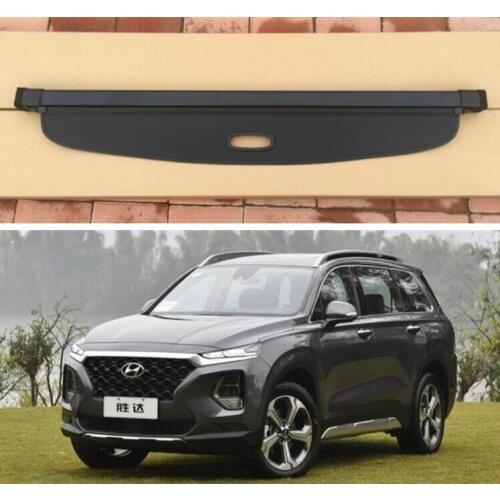 For Hyundai Santa Fe 2019 2020 2021 (Black/Beige) High Quality Rear Trunk Security Screen Privacy Shield Cargo Cover