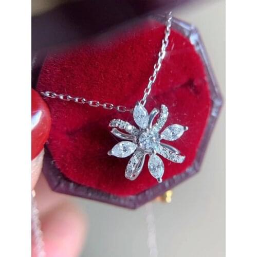 Temperament Cute Wild Daisies Flower 925 Silver Zircon Pendant Necklace for Lady Choker Clavicle Chain Trendy Party Gift