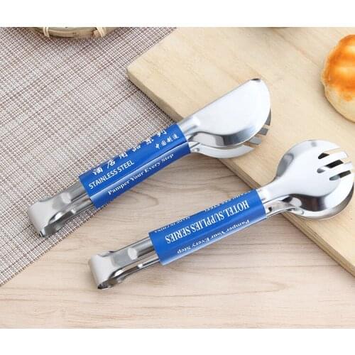 1PC 23CM Stainless Steel kitchen Tongs Cook Bread Clip Pastry Clamp BBQ Tools Food Tongs Kitchen Accessories PN 002