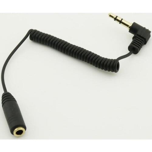 1pc Aux Cable 3.5mm Male 3 Pole Angled To Female Extension Audio Coiled Spiral 60cm