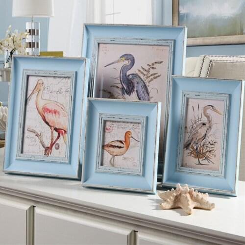 1 Piece Wall Photo Frame Multi Vintage Style Combination Baby Antique Family Picture Frame White Blue Yellow Gold Gray marco