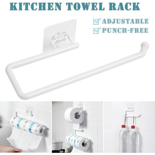1pcs ABS Kitchen Paper Roll Holder Towel Hanger Rack Bar Cabinet Rag Hanging Holder Bathroom Organizer Shelf pjop Wall Hooks