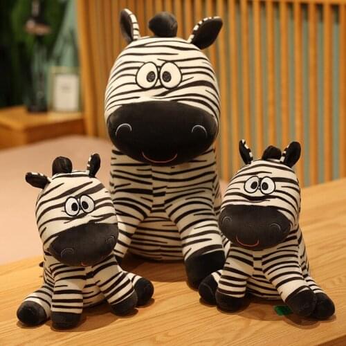 Nice 1pc 25cm-75cm New Huggable Lovely Sitting Zebra Doll Plush Toy Ragdoll Give Children Birthday Gift Home Decoration
