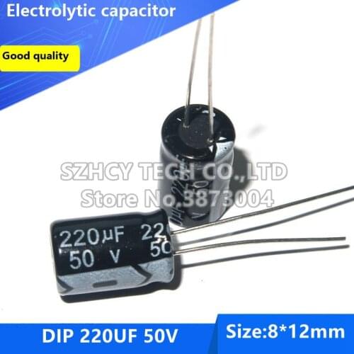 100pcs DIP 220UF 50V 8*12 Electrolytic capacitor